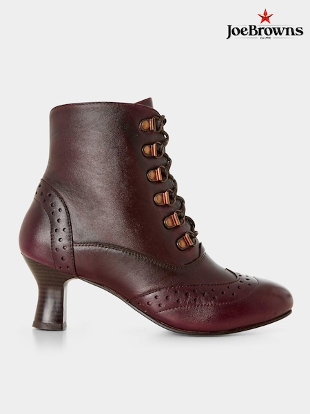 Joe Browns Red Vintage Brogue Detail Leather Ankle Boots (AD9230) | AED233