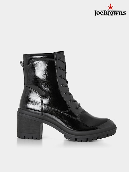 Joe Browns Patent Lace Up Chunky Ankle Boots (AD9241) | 271 LEI