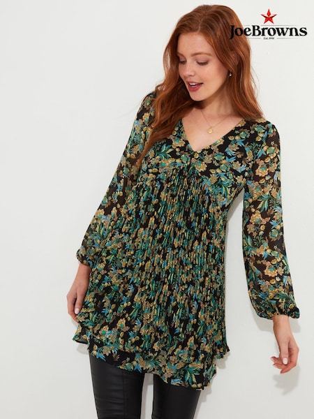 Joe Browns Mini Floral Print Tiered Skirt Pleated Tunic Dress (AD9262) | €38