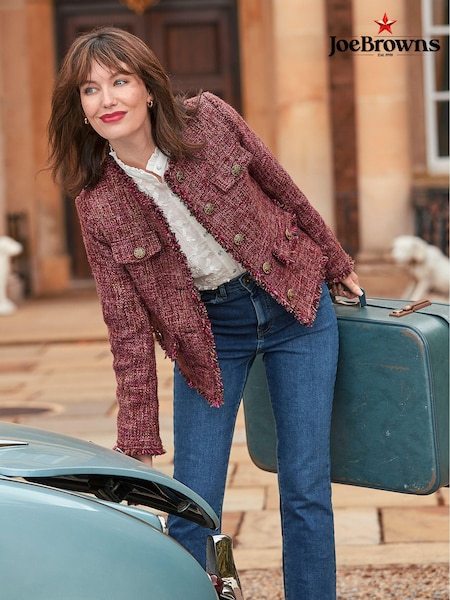 Joe Browns Red Frayed Edge Cropped Tweed Jacket (AD9268) | AED247