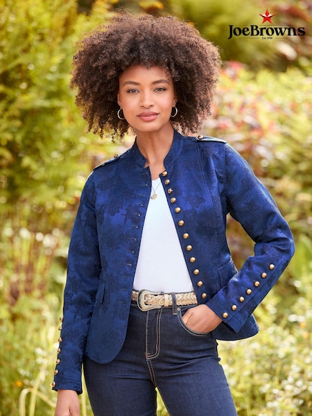 Joe Browns Blue Floral Jacquard Cropped Military Jacket (AD9270) | €61