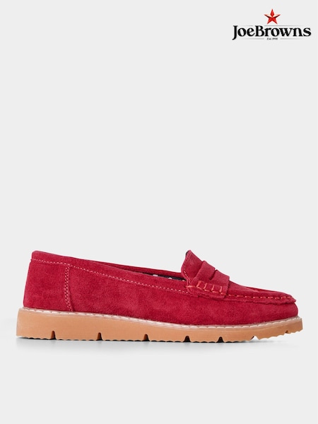 Joe Browns Red Colourblock Suede Slip-On Leather Loafers (AD9308) | €60
