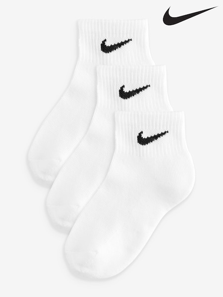 Nike White Little Kids Ankle Socks 3 Pack (AD9351) | €11