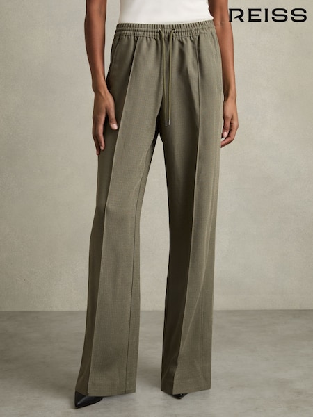 Reiss Khaki Sunnie Petite Wide-Leg Drawstring Trousers (AD9419) | €230