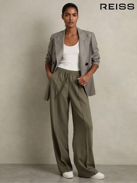 Reiss Khaki Sunnie Wide-Leg Drawstring Trousers (AD9453) | €228