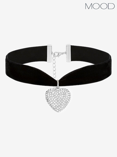 Mood Silver Tone Crystal Heart Necklace (AD9537) | €11