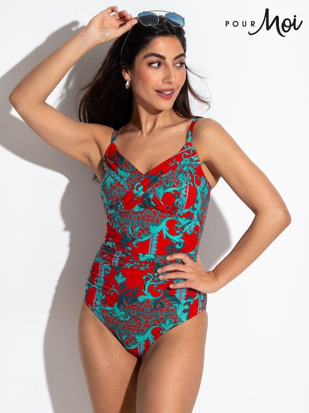 Pour Moi Red Cannes Ruched Tummy Control Swimsuit (AD9567) | €66