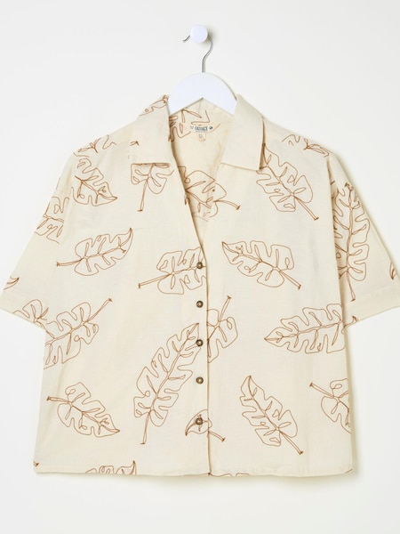 FatFace Natural Leaf Embroidered Shirt (AD9579) | €73