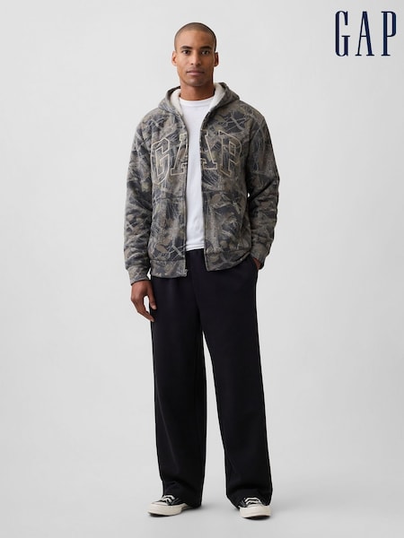 Γκρι Καμουφλάζ - Regular Gap Relaxed Logo Sherpa-lined Zip-up Hoodie