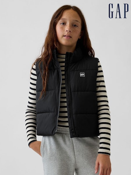 Black - Gap Relaxed Puffer Vest (4-13yrs)