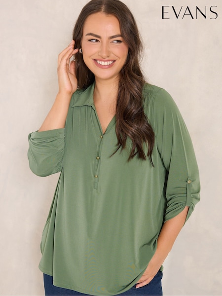 Green - Evans Collared Jersey Shirt