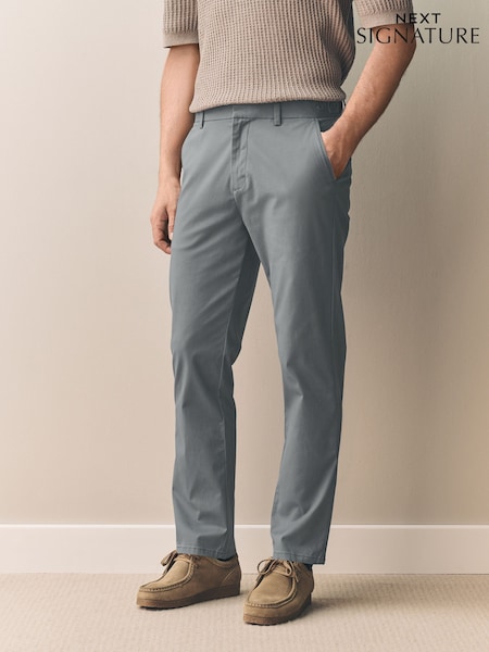 Blue Slate Slim Fit Signature Supima Cotton Blend Chinos Trousers (AD9930) | €43