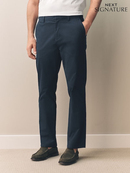 Navy Slim Fit Signature Supima Cotton Blend Chinos Trousers (AD9934) | €43