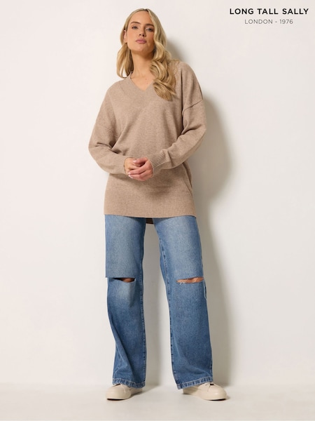 Blue - Long Tall Sally Ripped Knee Wide Leg Jeans