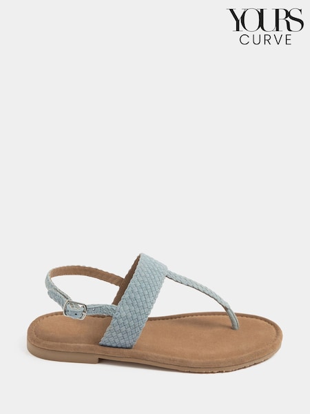 Blue - Yours Curve Extra-wide Fit Eee Woven Toe Post Sandals