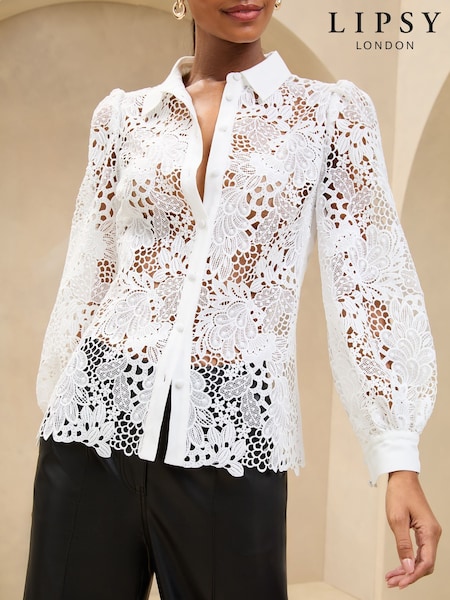 Lipsy White Luxury Lace Shirt (AE0211) | INR 9,982