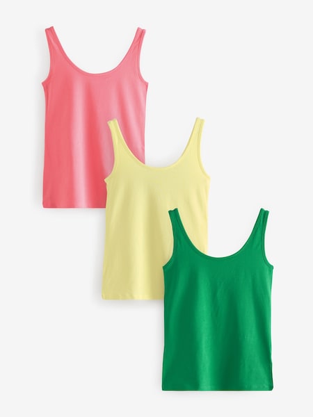 Green/Pink/Yellow Built Up Thick Strap Vests 3 Pack (AE0397) | kr249