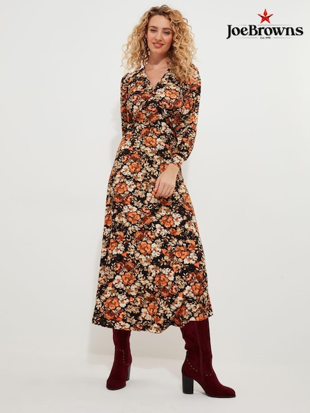 Joe Browns Autumnal Floral V-Neck Jersey Midi Dress (AE0450) | 250 LEI