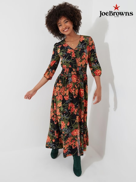 Joe Browns Orange Petite Floral Print Lace Back Maxi Dress (AE0472) | €53