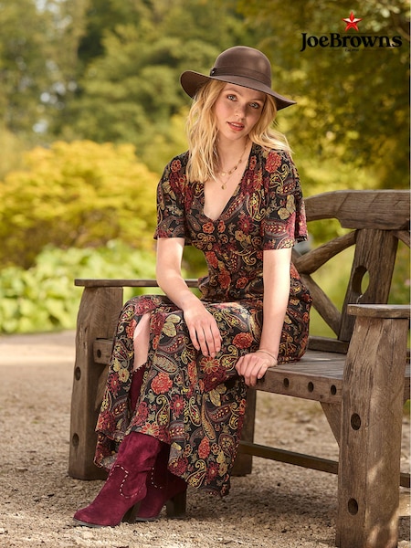 Joe Browns Dark Autumn Floral Print Wide Sleeve Button Through Maxi Dress (AE0475) | 292 LEI