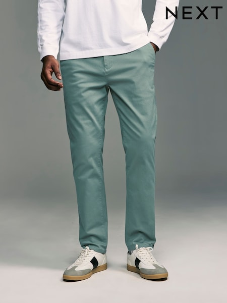 Teal Blue Slim Fit Stretch Chinos Trousers (AE3359) | €28