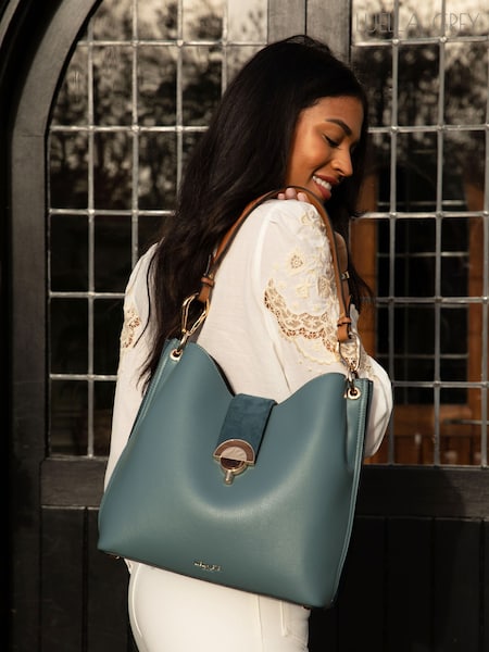 Luella Grey Blue Alexi Hobo Tote Bag (AE4131) | €154