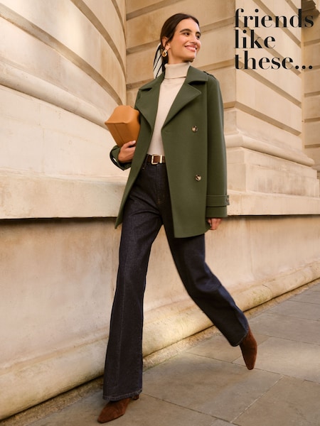 Friends Like These Khaki Mid Length Belted Trench Coat (AE4150) | €83