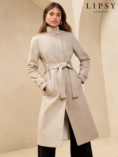 Lipsy Funnel Neck Belted Longline Coat (AE4151) | €87