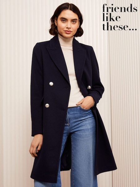 Friends Like These Navy Double Breasted Coat (AE4160) | kr1 171