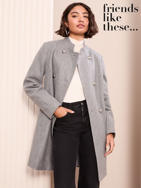 Friends Like These Grey Funnel Neck Dolly Coat (AE4173) | €105