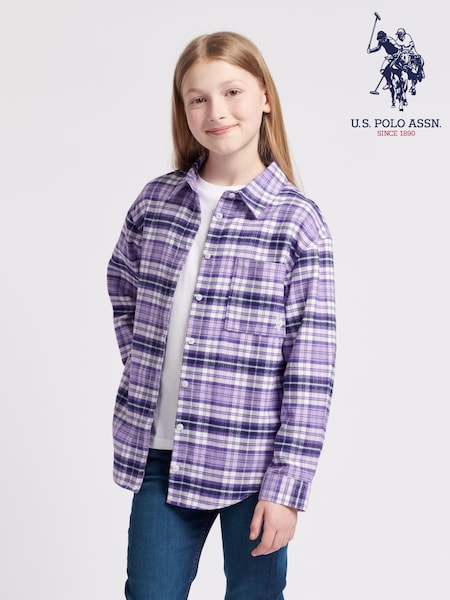 U.S. Polo Assn. Pink Girls Brushed Check 100% Cotton Shirt (AE4177) | €64 - €76