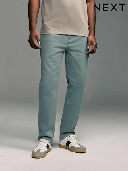 Teal Blue Straight Fit Stretch Chinos Trousers (AE4210) | €33
