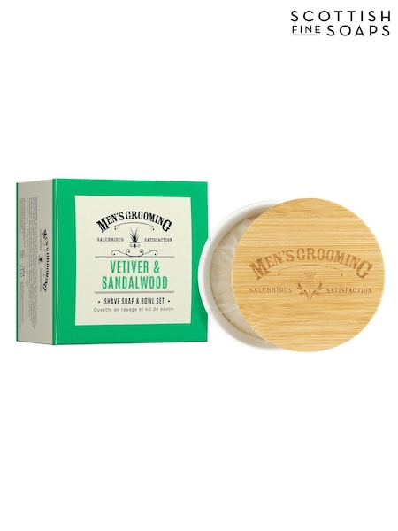 Scottish Fine Soaps Vetiver & Sandalwood Shave Soap & Bowl Gift Set 100g (AE5134) | €37