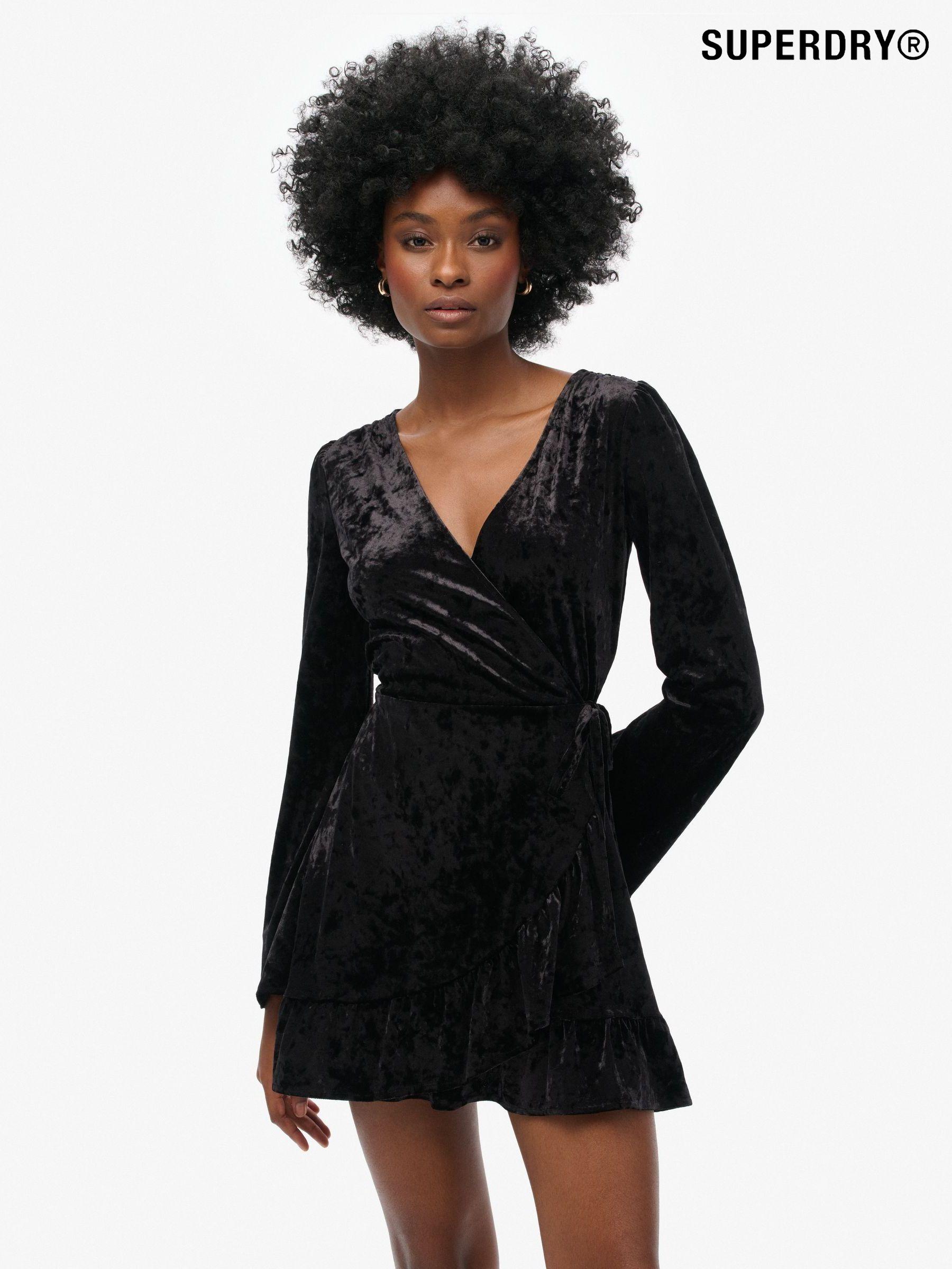 Black long sleeve wrap dress clearance