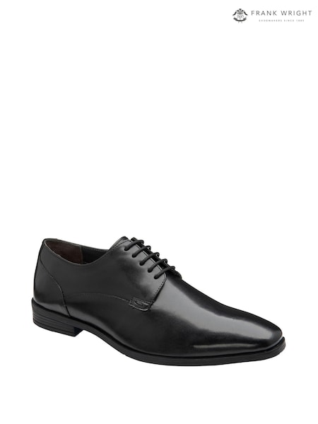 Frank Wright Black Mens Leather Lace-Up Derby Shoes (AE5554) | $96