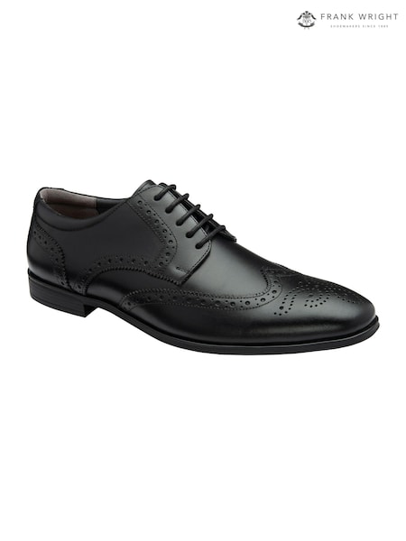 Frank Wright Black Mens Leather Lace-Up Brogues (AE5555) | $96