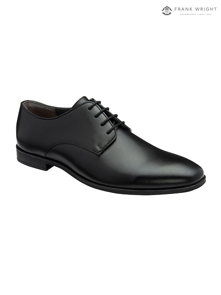 Frank Wright Black Mens Leather Lace-Up Derby Shoes (AE5556) | $96
