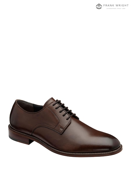 Frank Wright Brown Mens Leather Lace-Up Derby Shoes (AE5562) | $140