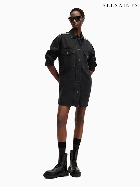 AllSaints Black Lily Stud Dress (AE5582) | €132
