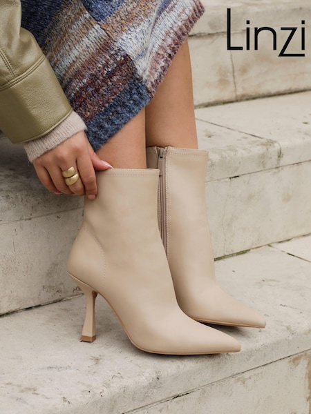 Linzi Natural Jetta Point Toe Ankle Boots With Stiletto Heel (AE5615) | AED262