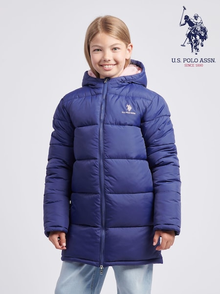 U.S. Polo Assn. Girls Longline Puffer Jacket (AE5753) | ‏379 د.إ.‏ - ‏ 454‏ د.إ.