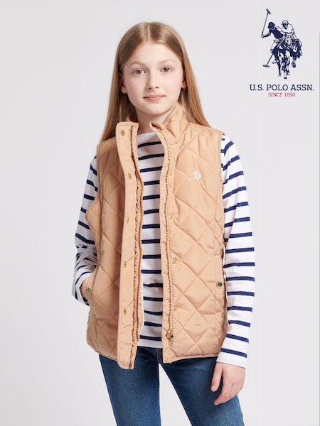 U.S. Polo Assn Natural U.S. Polo Assn. Girls Lightweight Quilted Orange Gilet (AE5761) | €107 - €129