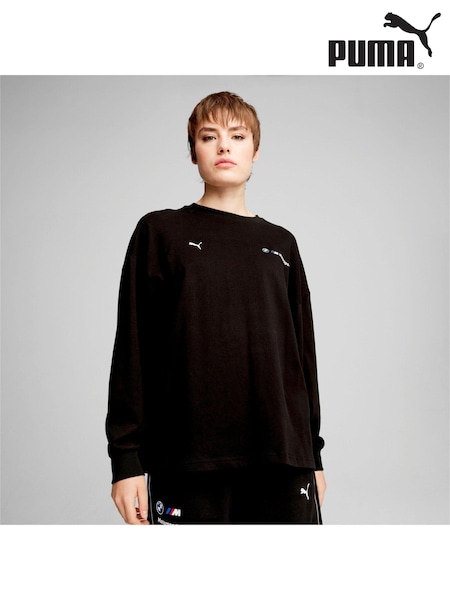 Puma Black Womens BMW M Motorsport Long Sleeve Graphic 100% Cotton T-Shirt (AE5785) | €89