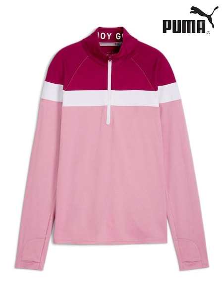 Puma Pink Womens Golf Lightweight Quarter-Zip Top (AE5815) | AED160
