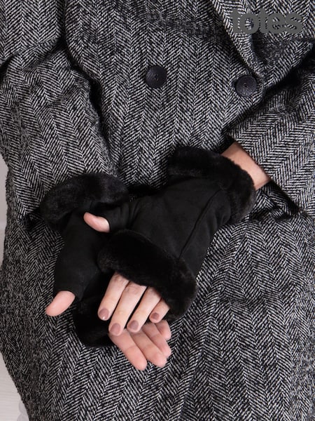 Totes Black Ladies Isotoner Faux Suede Fingerless Gloves (AE5929) | R$ 170