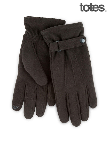 Черный - Totes Mens Isotoner Fleece Smartouch Gloves with Strap (AE5934) | €23