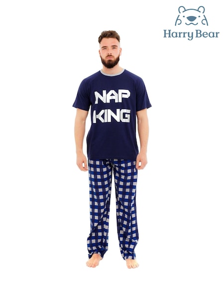 Harry Bear Blue Nap King Short Sleeve 100% Cotton Pyjamas (AE5946) | €23