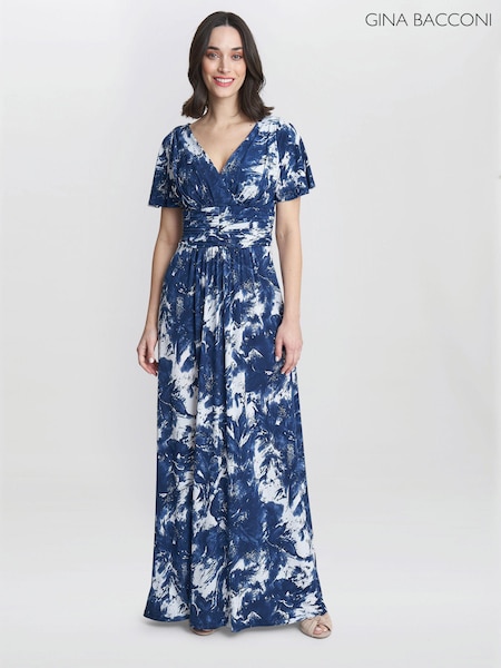 Gina Bacconi Blue Emily Jersey Maxi Dress (AE5976) | 543 LEI
