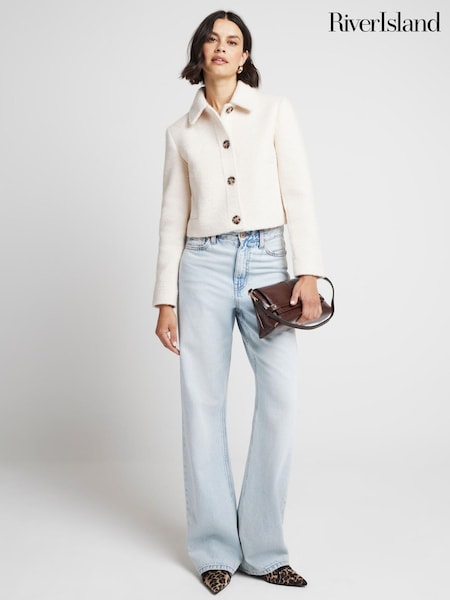 River Island Cream Cropped Trophy Jacket (AE6039) | €49