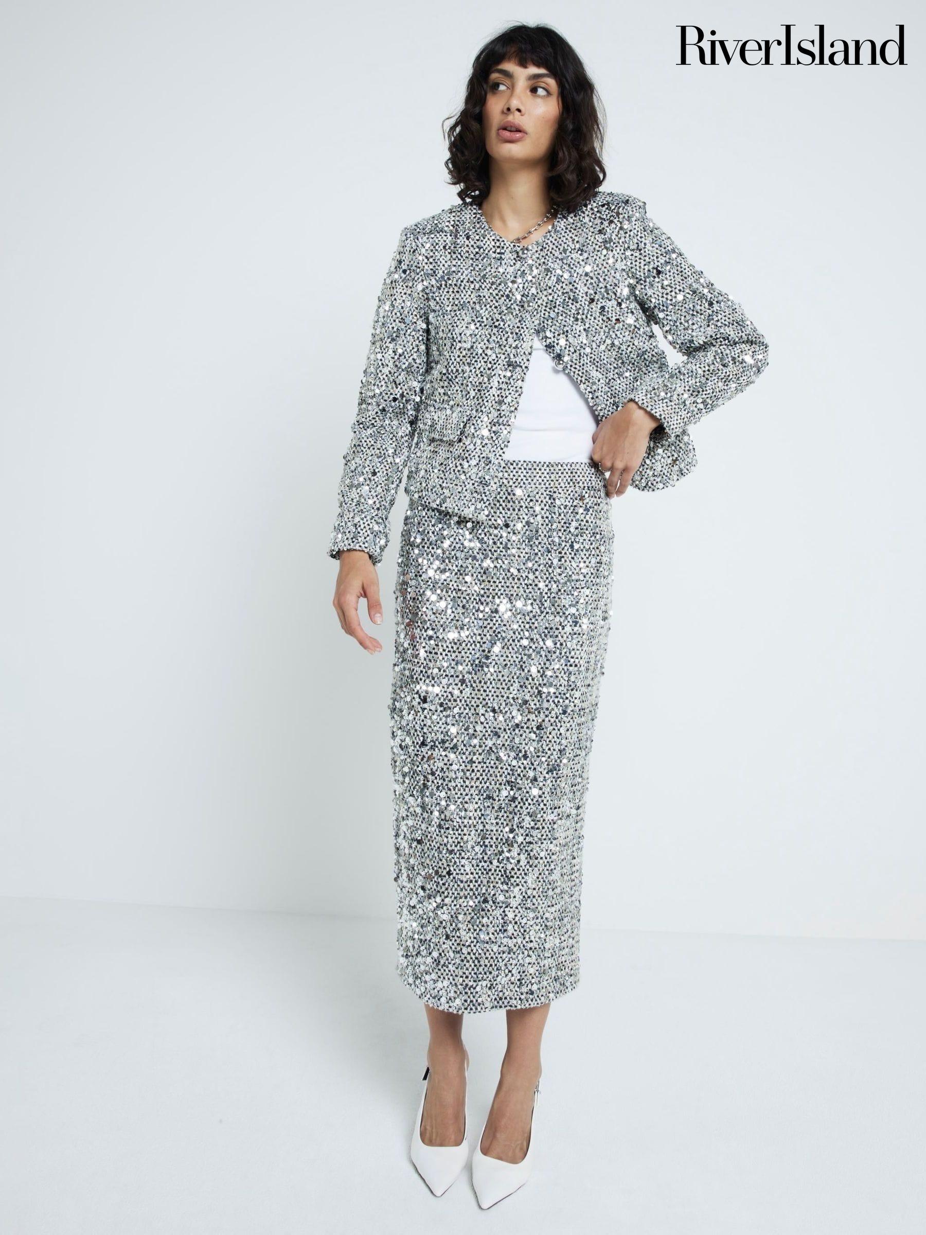 Womens silver dress jacket top